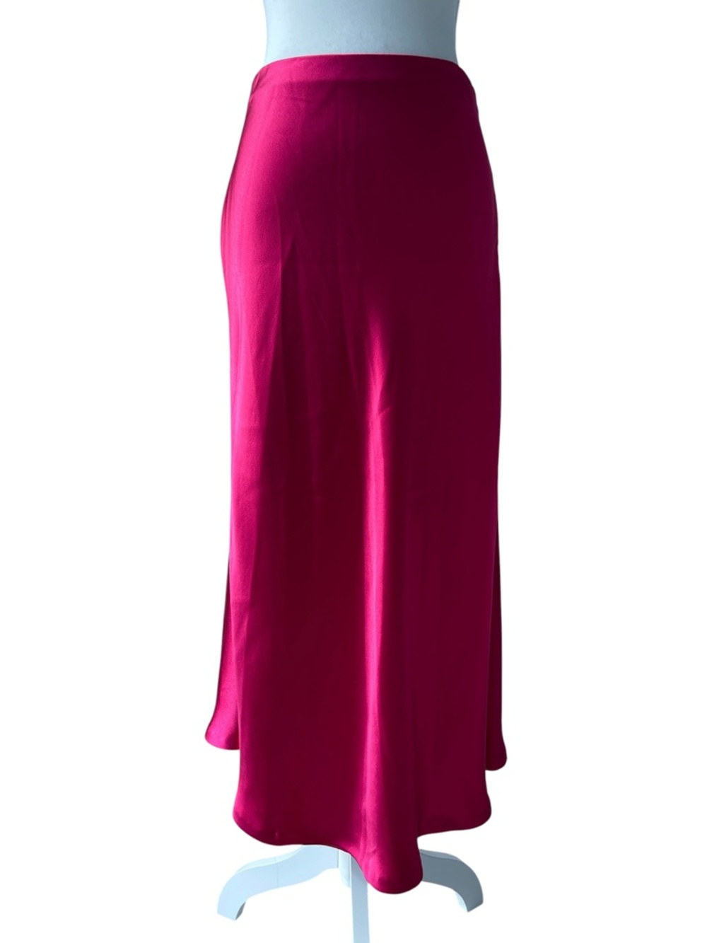 Zara Red Satin Stretch Midi A-Line Skirt Size Medium